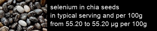 selenium in chia seeds information and values per serving and 100g